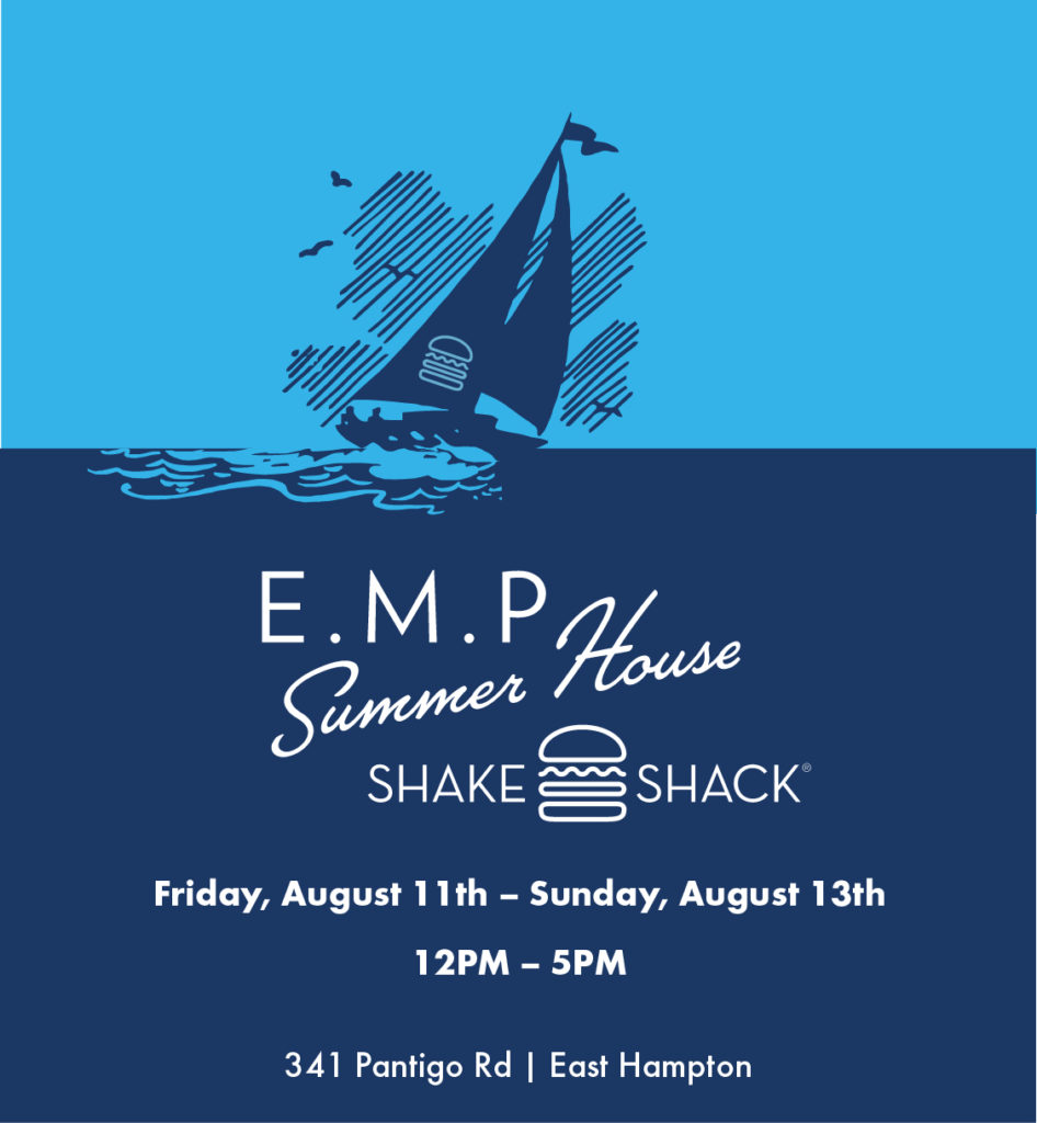shake shack emp summer house blue flyer with sailboat in the background