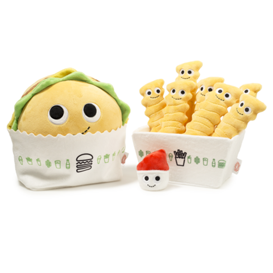 shake shack x yummy world collection of plushes buger and fries