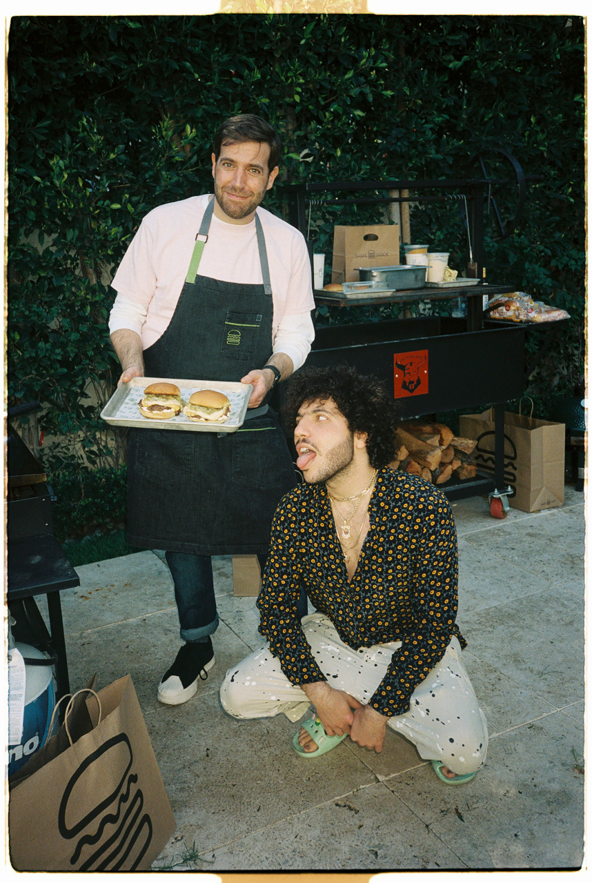 Mark Rosati and Benny Blanco with their new burger creation