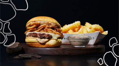 Black Truffle Burger and Parmesan Garlic Fries with Black Truffle Sauce