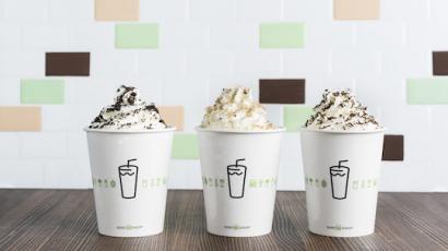 three shakes with different toppings