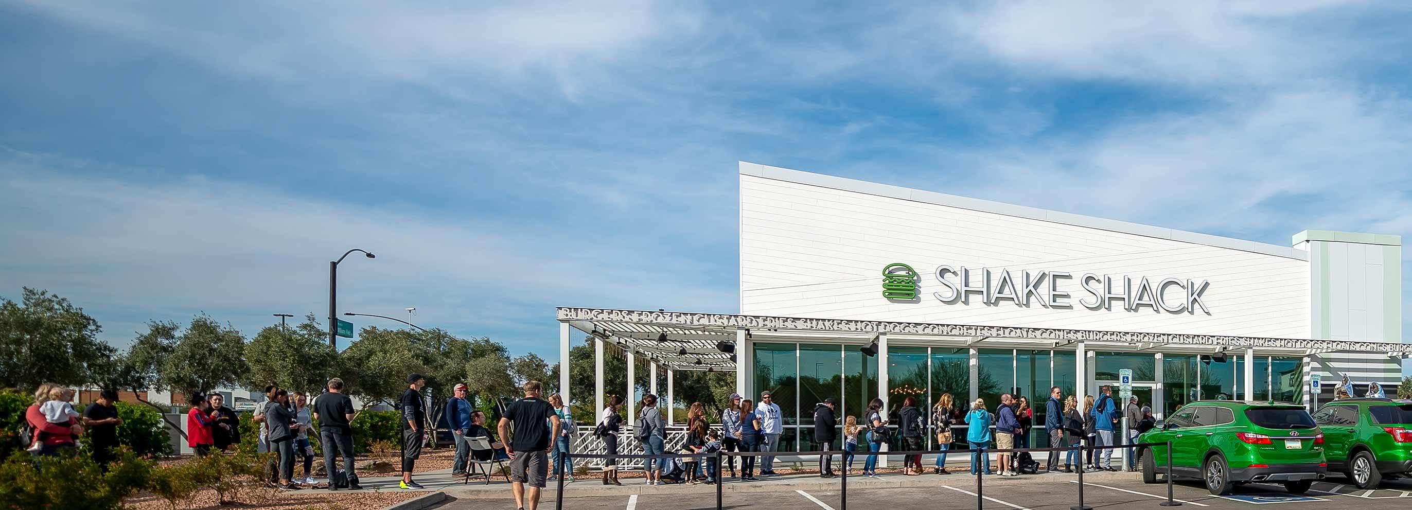 People in line outside Shake Shack