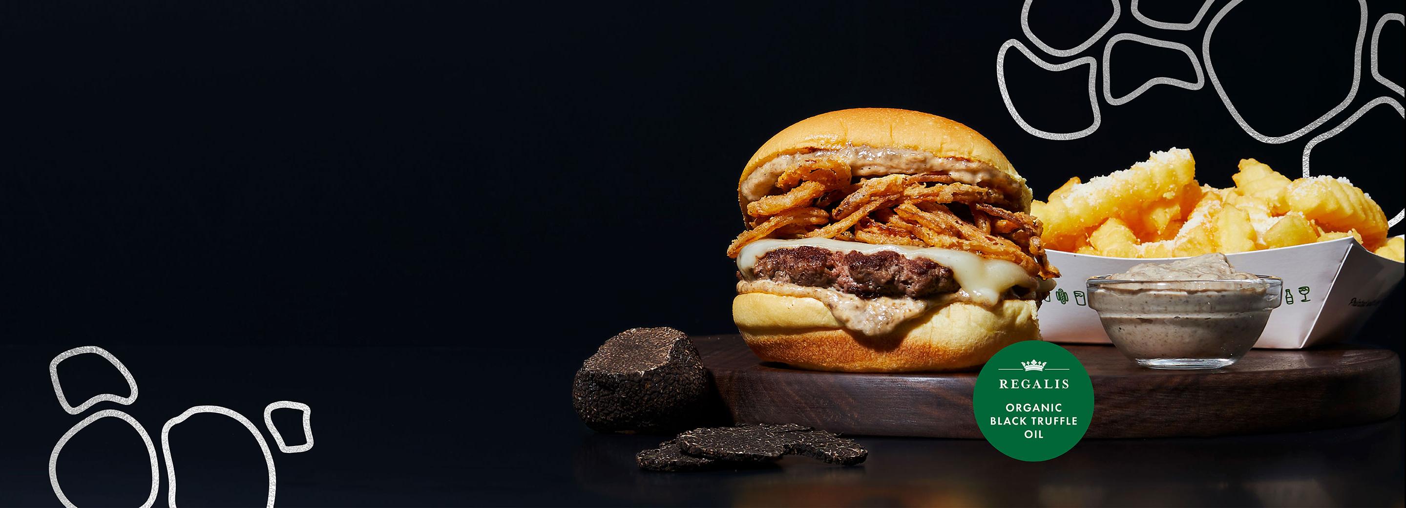 Black Truffle Burger and Fries Regalis